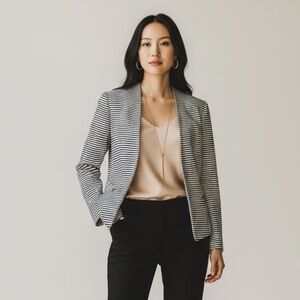 Ann Taylor Cream & Black Striped Blazer – Size P